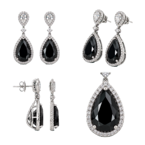 Fancy Black Pear Drop Earrings