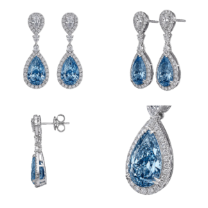 Fancy Blue Pear Drop Earrings