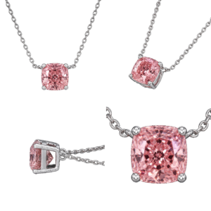 Fancy Pink Cushion Solitaire Necklace
