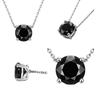 Fancy Black Round Solitaire Necklace
