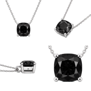 Fancy Black Cushion Solitaire Necklace