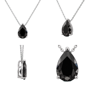 Fancy Black Pear Solitaire Necklace