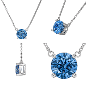 Fancy Blue Round Solitaire Necklace