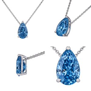 Fancy Blue Pear Solitaire Necklace