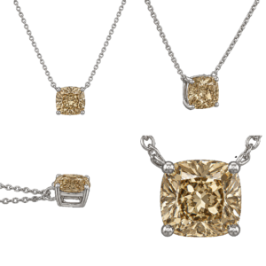 Fancy Champagne Cushion Solitaire Necklace