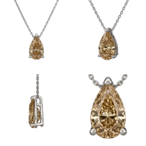 Fancy Champagne Pear Solitaire Necklace