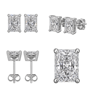 White Gold Radiant Diamond Stud Earrings