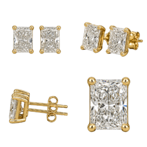 Yellow Gold Radiant Diamond Stud Earrings