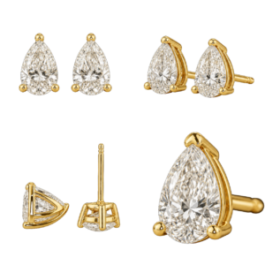 Yellow Gold Pear Diamond Stud Earrings