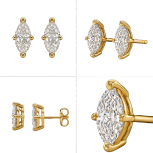 Yellow Gold Marquise Diamond Stud Earrings
