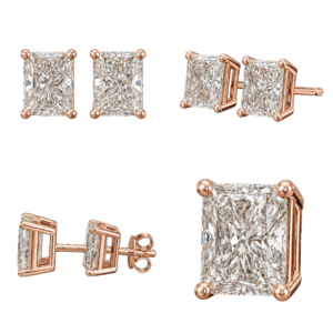 Rose Gold Radiant Diamond Stud Earrings