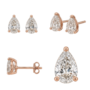 Rose Gold Pear Diamond Stud Earrings
