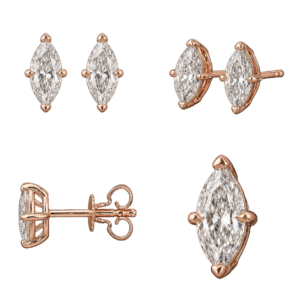 Rose Gold Marquise Diamond Stud Earrings