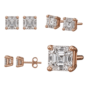 Rose Gold Asscher Diamond Stud Earrings