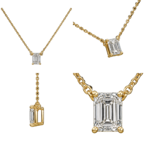 Yellow Gold Emerald Solitaire Necklace