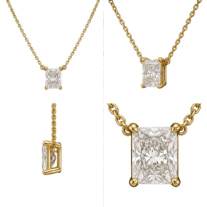 Yellow Gold Radiant Solitaire Necklace